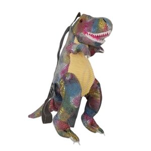 ROCKIN GEAR Children's Plush Colorful Dinosaur Stuffed T-Rex Backpack Purse